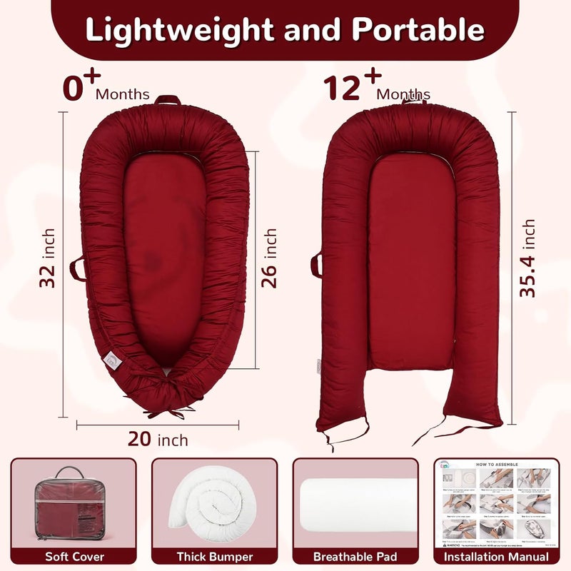 EAQ Baby Lounger, Infant Lounger for Newborn,Portable Baby Nest Cover Breathable & Soft, Newborn Essentials - Image 2